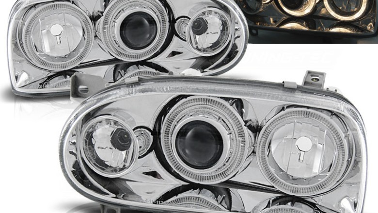 Prednja svjetla Angel Eyes (chrome) / Volkswagen Golf 3 (09.1991-08.1997), LPVW47
