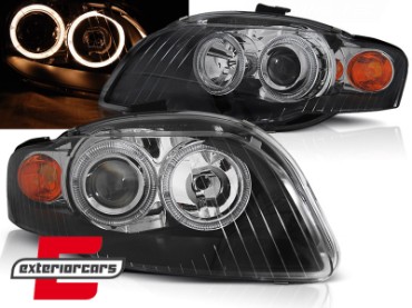 Prednja svjetla Angel Eyes (crna) / Audi A4 B7 (2004-2008), LPAU58