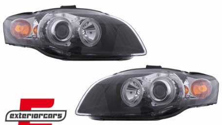 Prednja svjetla Angel Eyes (crna) / Audi A4 B7 (2004-2008), LPAU58