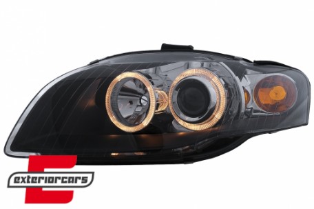 Prednja svjetla Angel Eyes (crna) / Audi A4 B7 (2004-2008), LPAU58