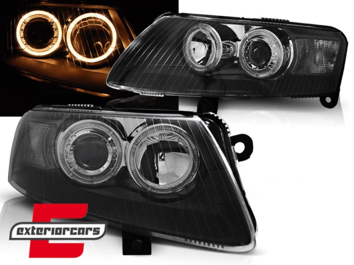 Prednja svjetla Angel Eyes (crna) / Audi A6 C6 4F (04.2004-2008), LPAU72
