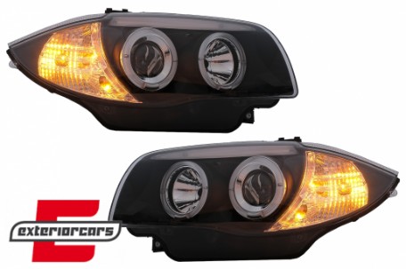Prednja svjetla Angel Eyes (crna) / BMW serije 1 E81 E82 E87 E88 (2004-2011), LPBM80