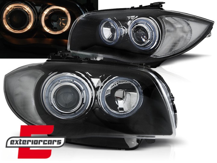 Prednja svjetla Angel Eyes (crna) / BMW serije 1 E81 E82 E87 E88 (2004-2011), LPBMA4