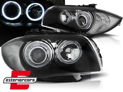 Prednja svjetla Angel Eyes (crna) / BMW serije 1 E81 E82 E87 E88 (2004-2011), LPBMD5