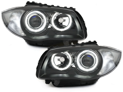 Prednja svjetla Angel Eyes (crna) / BMW serije 1 E81 E82 E87 E88 (2004-2011), LPBMD5
