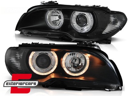 Prednja svjetla Angel Eyes (crna) / BMW serije 3 E46 Coupe Cabrio (04.2003-2006), LPBM84