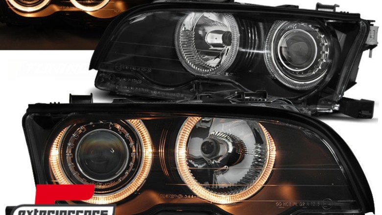 Prednja svjetla Angel Eyes (crna) / BMW serije 3 E46 Coupe Cabrio (09.2001-03.2003), LPBM82