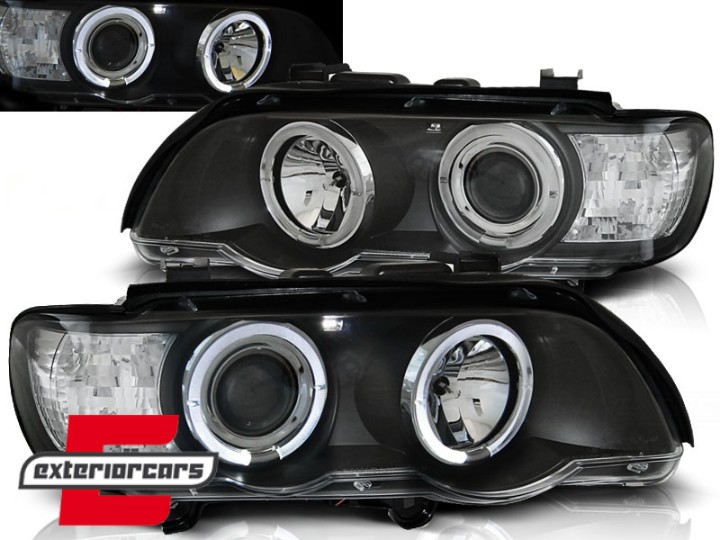 Prednja svjetla Angel Eyes (crna) / BMW X5 E53 (1999-2003), LPBM45