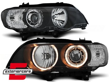 Prednja svjetla Angel Eyes (crna) / BMW X5 E53 (1999-2003), LPBM59
