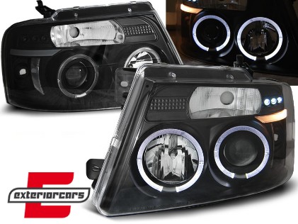 Prednja svjetla Angel Eyes (crna) / Ford F150 Mk11 (2004-2008), LPFO40