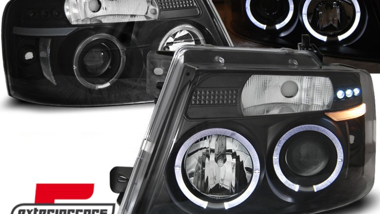 Prednja svjetla Angel Eyes (crna) / Ford F150 Mk11 (2004-2008), LPFO40
