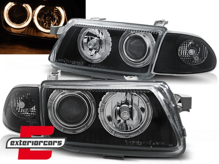 Prednja svjetla Angel Eyes (crna) / Opel Astra F (09.1994-1997), LPOP89