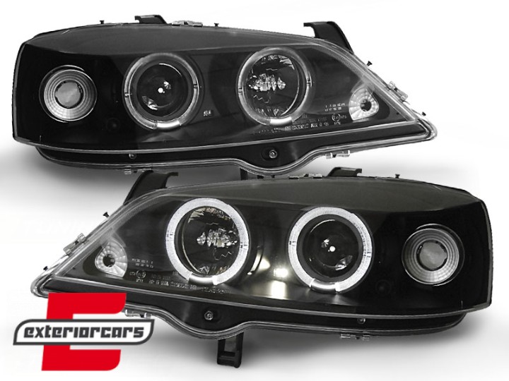 Prednja svjetla Angel Eyes (crna) / Opel Astra G (1997-2004), LPOP19