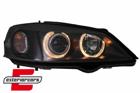 Prednja svjetla Angel Eyes (crna) / Opel Astra G (1997-2004), LPOP32