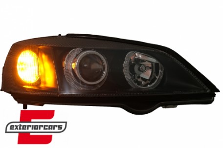 Prednja svjetla Angel Eyes (crna) / Opel Astra G (1997-2004), LPOP32