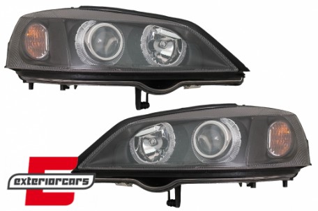 Prednja svjetla Angel Eyes (crna) / Opel Astra G (1997-2004), LPOP32