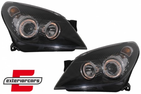Prednja svjetla Angel Eyes (crna) / Opel Astra H (2004-2010), LPOP72