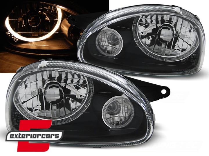 Prednja svjetla Angel Eyes (crna) / Opel Corsa B (1993-2000), LPOP91