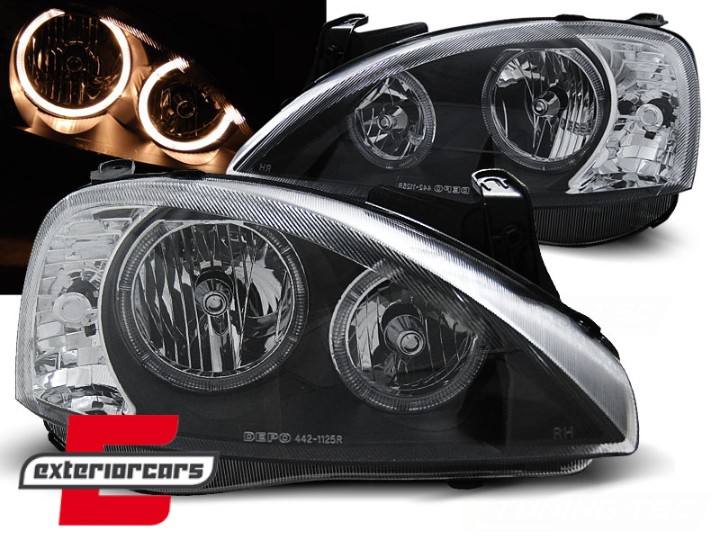 Prednja svjetla Angel Eyes (crna) / Opel Corsa C (2000-2006), LPOP93