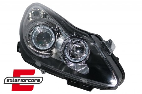 Prednja svjetla Angel Eyes (crna) / Opel Corsa D (04.2006-2011), LPOP70