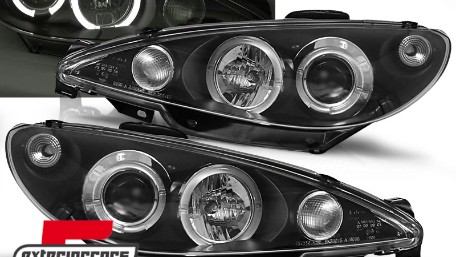 Prednja svjetla Angel Eyes (crna) / Peugeot 206 (2003-2009), LPPE03