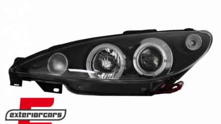 Prednja svjetla Angel Eyes (crna) / Peugeot 206 (2003-2009), LPPE03