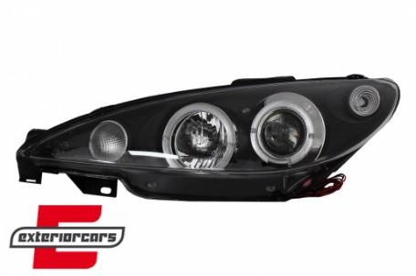 Prednja svjetla Angel Eyes (crna) / Peugeot 206 (2003-2009), LPPE03