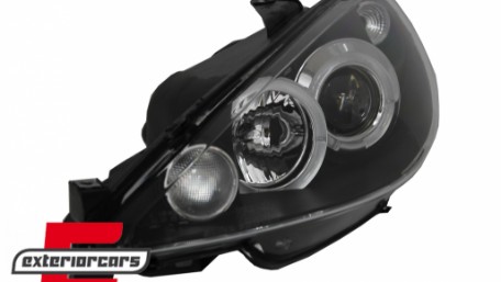 Prednja svjetla Angel Eyes (crna) / Peugeot 206 (2003-2009), LPPE03
