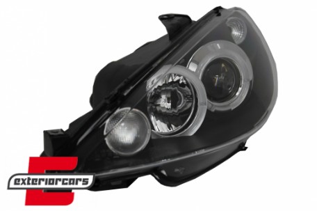 Prednja svjetla Angel Eyes (crna) / Peugeot 206 (2003-2009), LPPE03