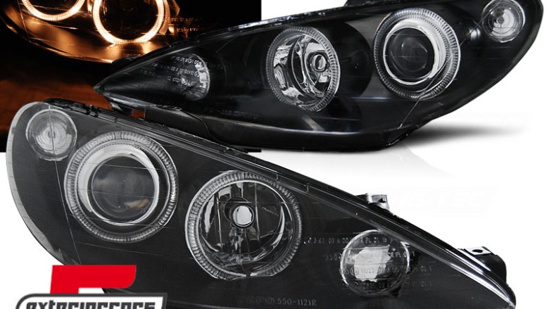 Prednja svjetla Angel Eyes (crna) / Peugeot 206 (2003-2009), LPPE27