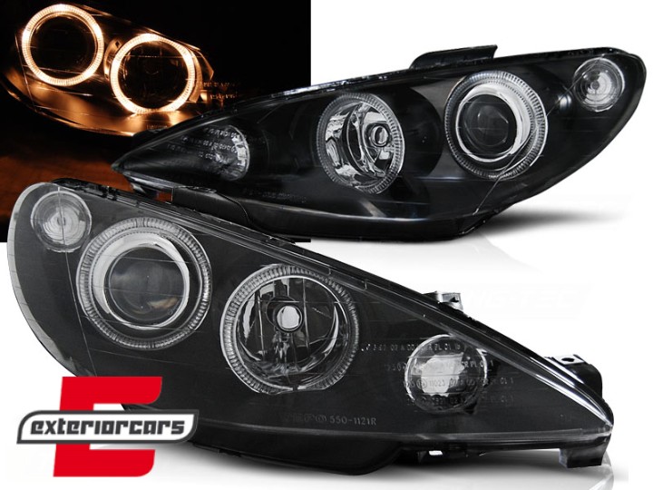Prednja svjetla Angel Eyes (crna) / Peugeot 206 (2003-2009), LPPE27