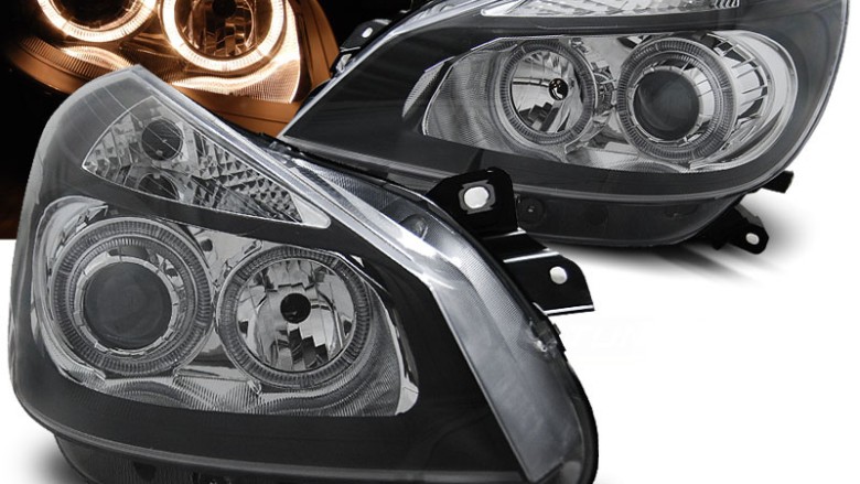 Prednja svjetla Angel Eyes (crna) / Renault Clio III (2005-2009), LPRE30