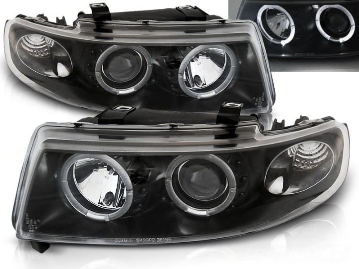 Prednja svjetla Angel Eyes (crna) / Seat Leon Toledo (1999-2004), LPSE02