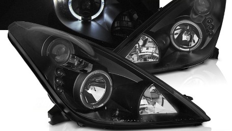 Prednja svjetla Angel Eyes (crna) / Toyota Celica T230 (1999-2005), LPTO36