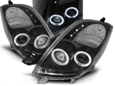 Prednja svjetla Angel Eyes (crna) / Toyota Yaris (2006-2009), LPTO04