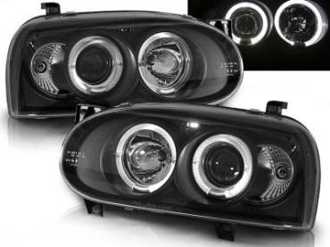 Prednja svjetla Angel Eyes (crna) / Volkswagen Golf 3 (09.1991-08.1997), LPVW04