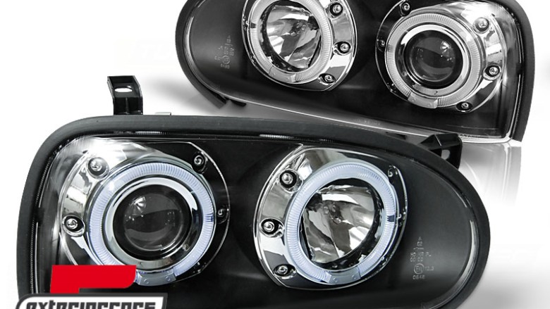 Prednja svjetla Angel Eyes (crna) / Volkswagen Golf 3 (09.1991-08.1997), LPVW10