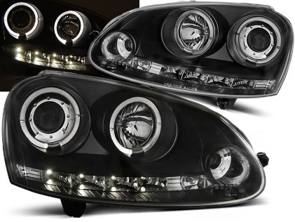 Prednja svjetla Angel Eyes (crna) / Volkswagen Golf 5 (2003-2008), LPVWB8