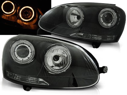 Prednja svjetla Angel Eyes (crna) / Volkswagen Golf 5 (2003-2008), LPVWH7