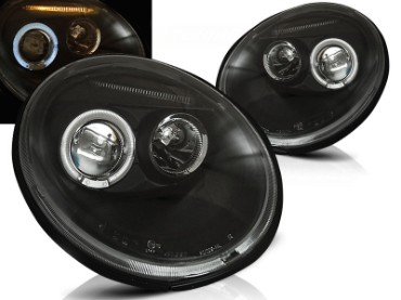 Prednja svjetla Angel Eyes (crna) / Volkswagen New Beetle (10.1998-05.2005), LPVW76