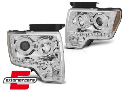 Prednja svjetla Angel Eyes dizajn (chrome) / FORD F150 MK12 (2008-2014), LPFO85