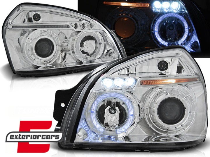 Prednja svjetla Angel Eyes dizajn (chrome) / Hyundai Tucson (2004-2010), LPHU01