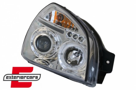Prednja svjetla Angel Eyes dizajn (chrome) / Hyundai Tucson (2004-2010), LPHU01