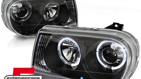 Prednja svjetla Angel Eyes dizajn (crna) / Chrysler 300C (2004-2010), LPCH10