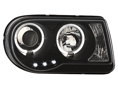 Prednja svjetla Angel Eyes dizajn (crna) / Chrysler 300C (2004-2010), LPCH10