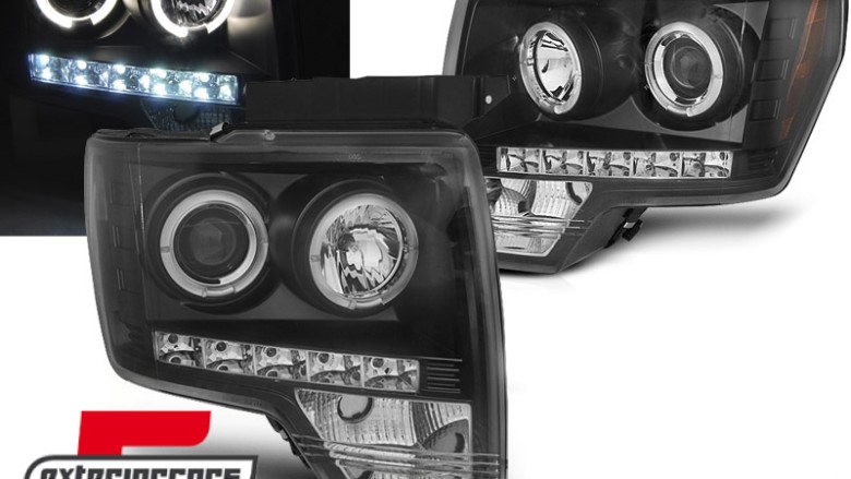 Prednja svjetla Angel Eyes dizajn (crna) / FORD F150 MK12 (2008-2014), LPFO86