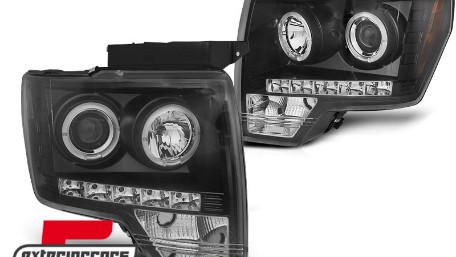 Prednja svjetla Angel Eyes dizajn (crna) / FORD F150 MK12 (2008-2014), LPFO86