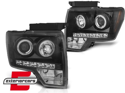 Prednja svjetla Angel Eyes dizajn (crna) / FORD F150 MK12 (2008-2014), LPFO86