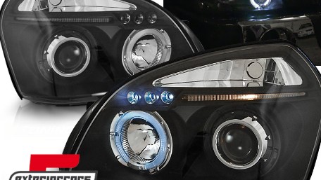 Prednja svjetla Angel Eyes dizajn (crna) / Hyundai Tucson (2004-2010), LPHU02