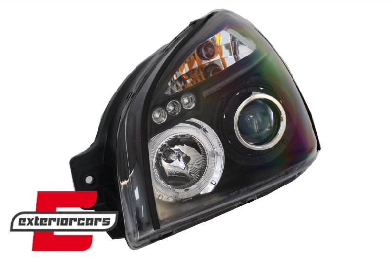 Prednja svjetla Angel Eyes dizajn (crna) / Hyundai Tucson (2004-2010), LPHU02